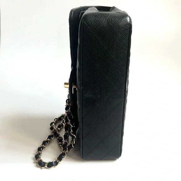 Chanel Small Classic Black Grained Calfskin & Gold-Tone Metal Handbag - Picture 6 of 16